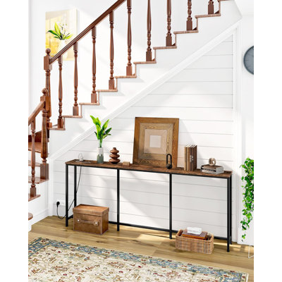 Narrow Console Table With Fast Charging Station, USB-C Ports, And AC Outlets, Behind Sofa Table For Living Room And Entryway