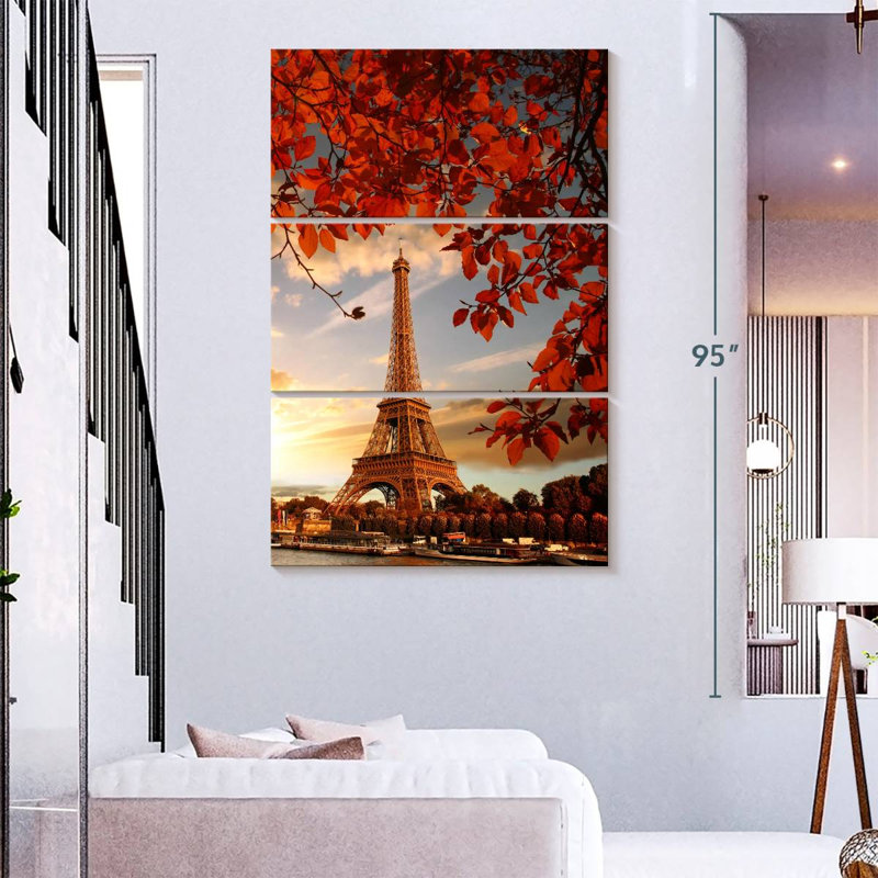 Masam, coucher de soleil d'automne à Paris, H 74 po x l 48 po