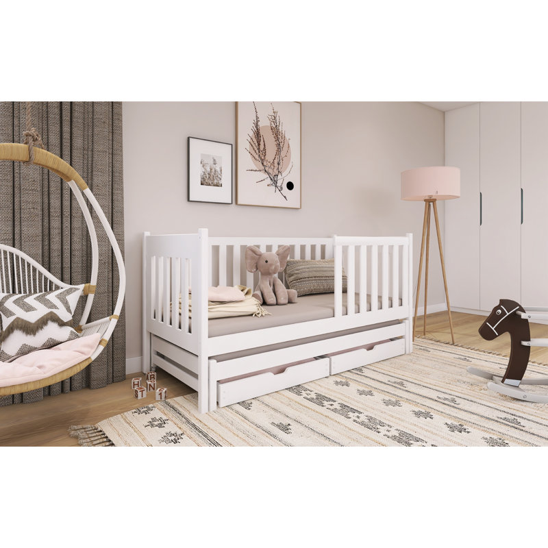 Granville European Single (90 X 200 Cm) Cabin Bed with Storage Included with Trundle Included, White, 90 x 200cm
