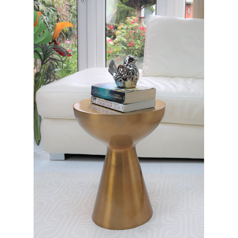 Beatrix Pedestal End Table, Light Brass