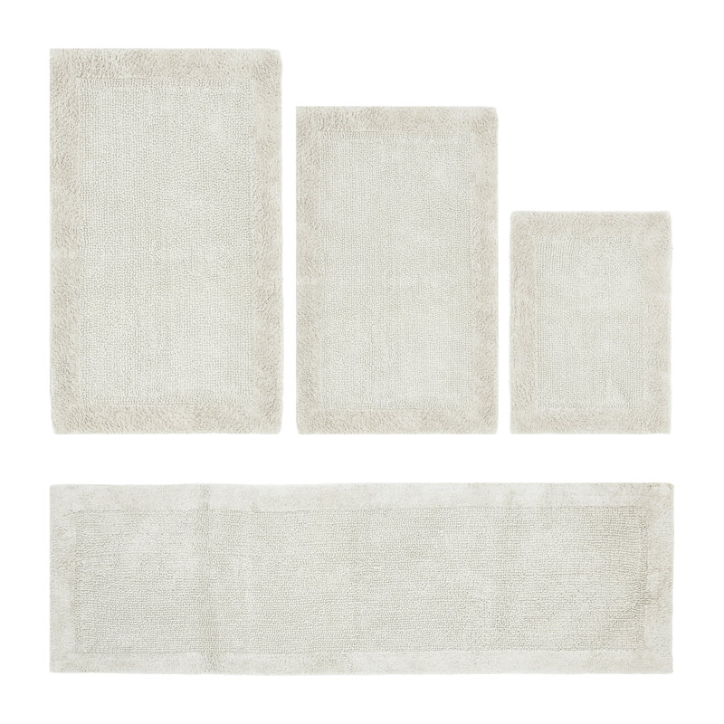 Edge 100% Cotton Tufted Premium 4 Piece Bath Rug Set Machine Washable Reversible Ultra Soft & Absorbent Bathroom Rugs, Ivory