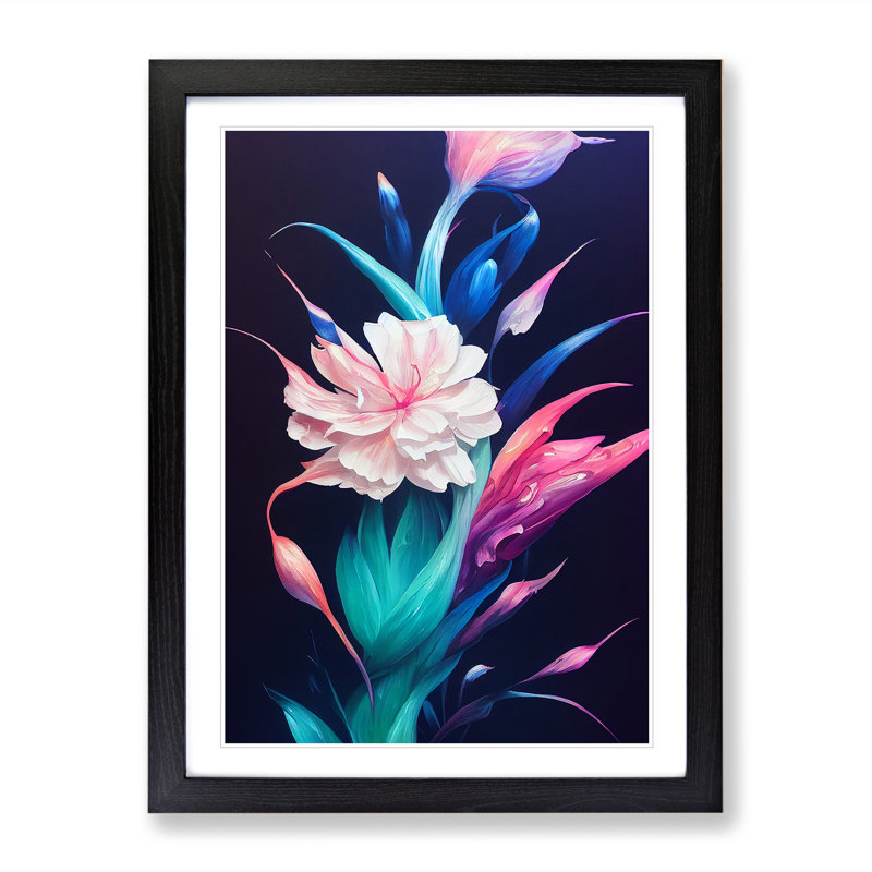 XV1022-4528X The Exotic Flowers - Single Picture Frame Painting, 64cm H x 46cm W x 2cm D, Black