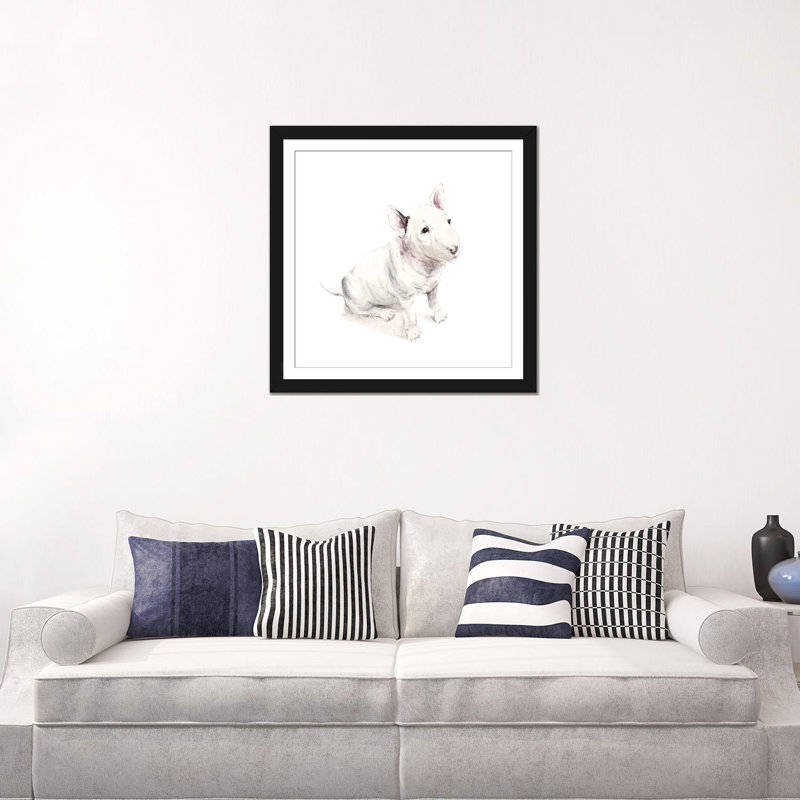 «Bull Terrier», reproduction sur toile, H 18 po x l 18 po x P 1,5 po, Toile encadrée noire, Blanc
