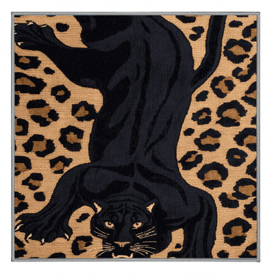  Tapis lavable noir léopard à gros chats
