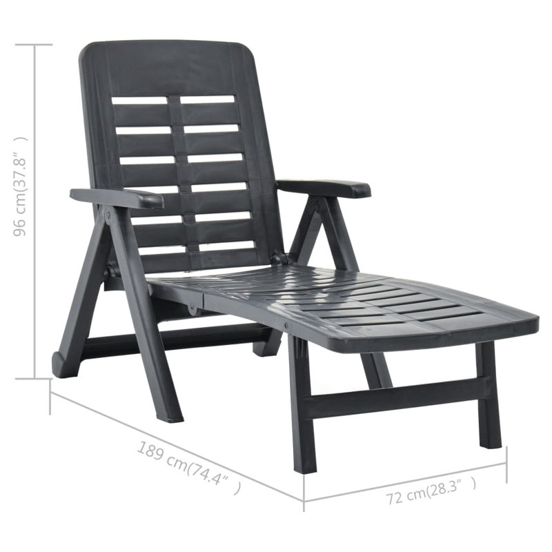 Ferber 189cm Long Reclining Single Chaise, Anthracite