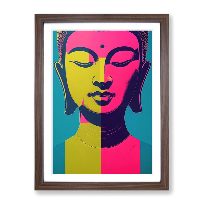 Modern Buddha No.2 Abstract - Framed Print, 46cm H x 34cm W x 2cm D, Brown Framed