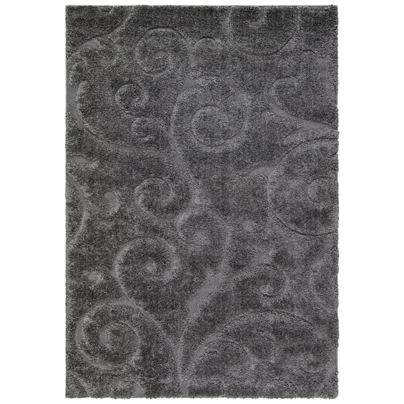 Chaffin Shag Performance Solid Color Rug, Rectangle 5'3" x 7'6", Beige/Blue Gray