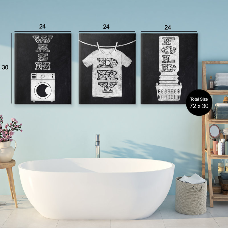 Wash & Dry Ornate Letters, ensemble de 3 toiles, design par Marcus Prime, H 30 po x l 24 po