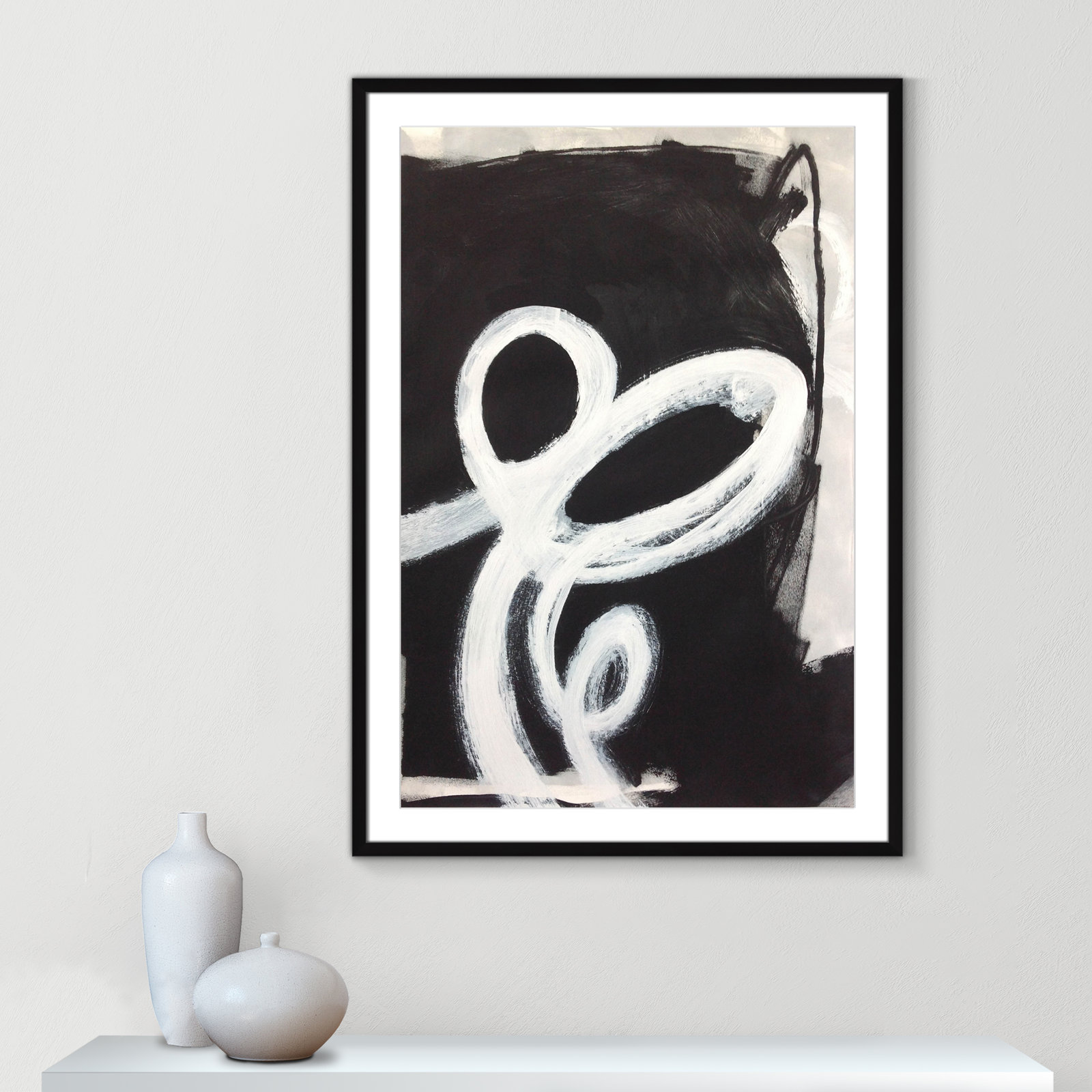 Bronte "Swirly Swirls II" Print, 41.5" H x 29.5" W x 1.25" D, Black Single Picture Frame, Yes