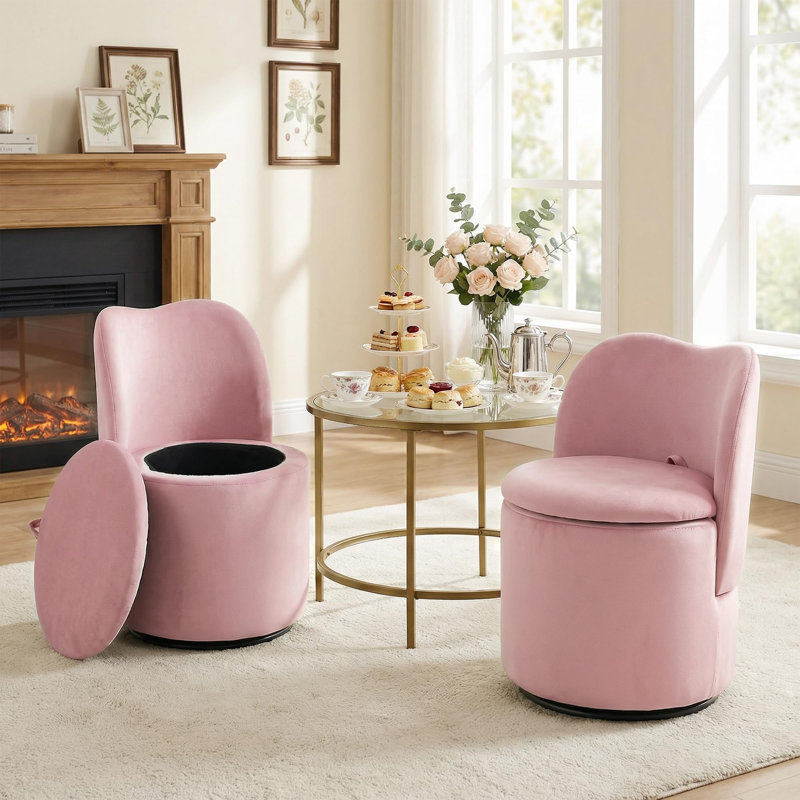 Upholstered Swivel Accent Chair, Pink