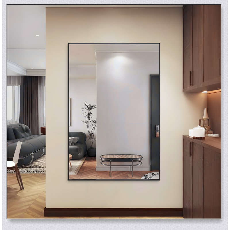Miroir de salle de bain surdimensionné, miroir mural pleine longueur avec cadre en aluminium pour une installation verticale ou horizontale polyvalente dans les chambres et les salons