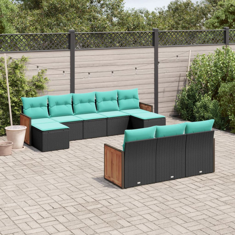  Patio Sofa Set Black, Blue