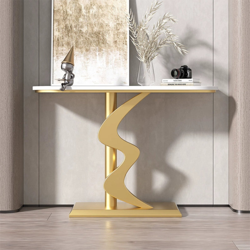 Console, H 31,5 po x l 47,2 po x P 11,8 po, Blanc, Or