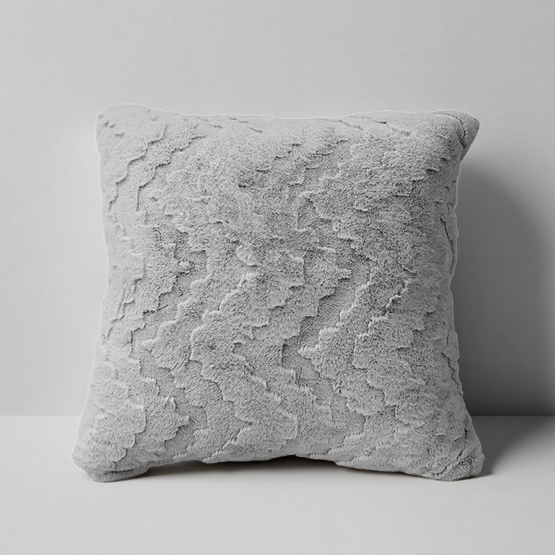 Coussin à poils longs moelleux 2X2 Ft, Gris