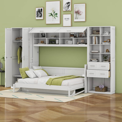 Lit escamotable Murphy avec placard, tiroirs et tablettes