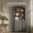 Set of 2 72" Tall Wood Modern Bookshelf with 3 Drawers, Ebony-120112847