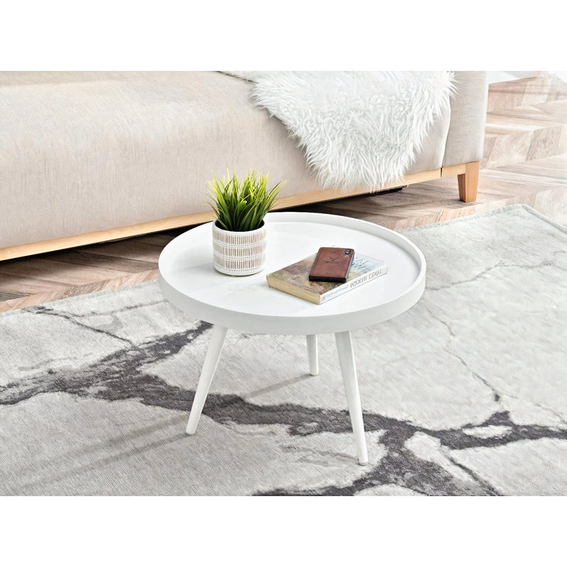Mineola Three Leg Coffee Table, 41cm H x 55cm W x 55cm D, White
