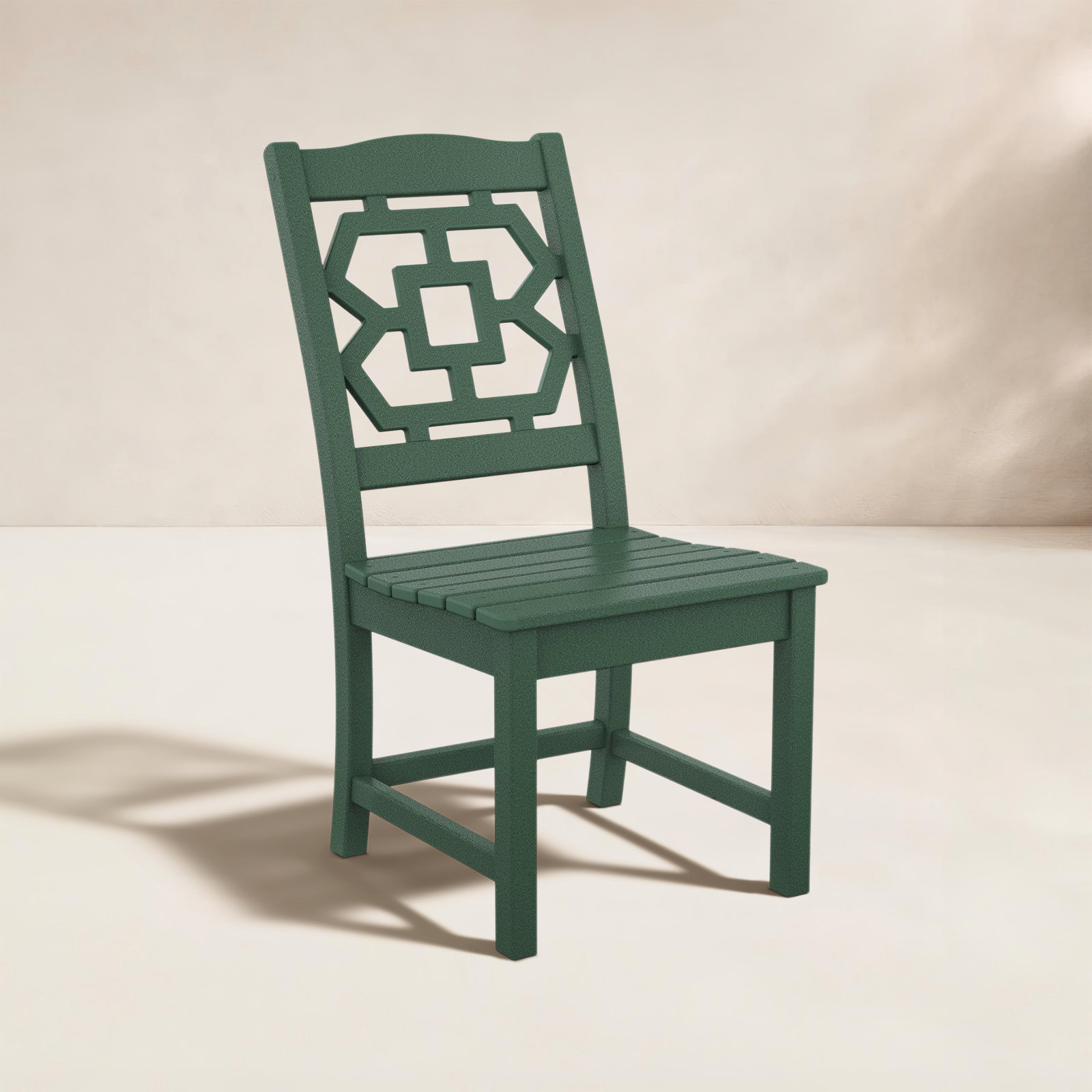 Chinoiserie Outdoor Dining Side Chair, Green