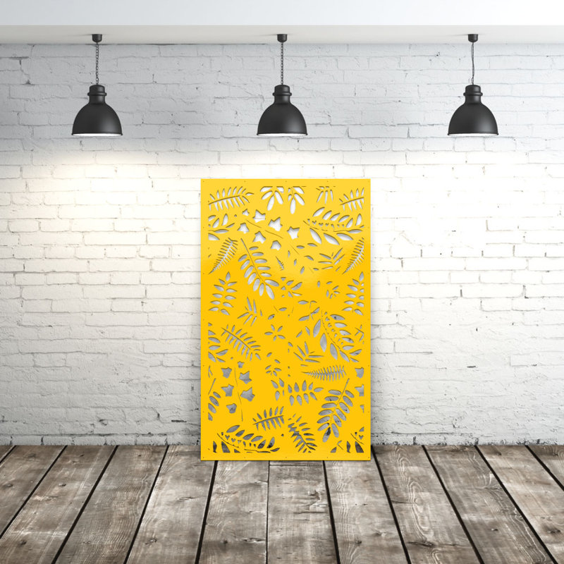 Panneau d'intimité en aluminium découpé au laser Herb Leaves, L 24 po x H 36 po, Veine d'or