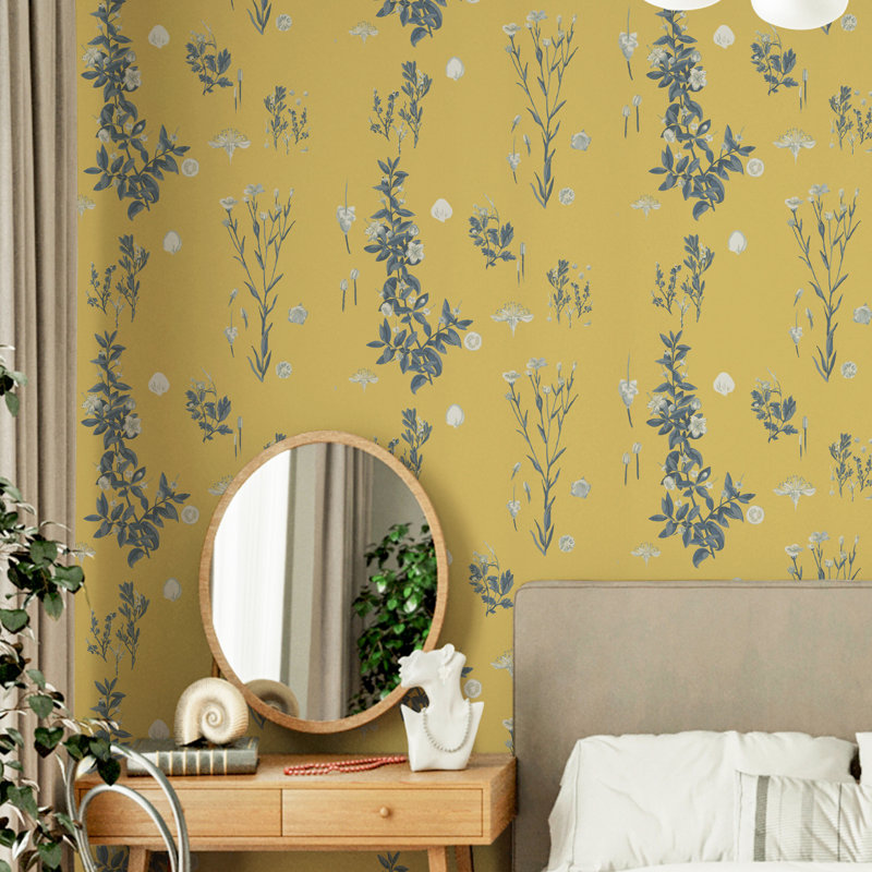 Honeysuckle Floral Wallpaper Roll, Yellow, 393.7" L x 20.87" W