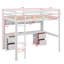 Ensemble de lit mezzanine double, bureau, armoires, tiroirs, plateau de chevet et port de charge électrique