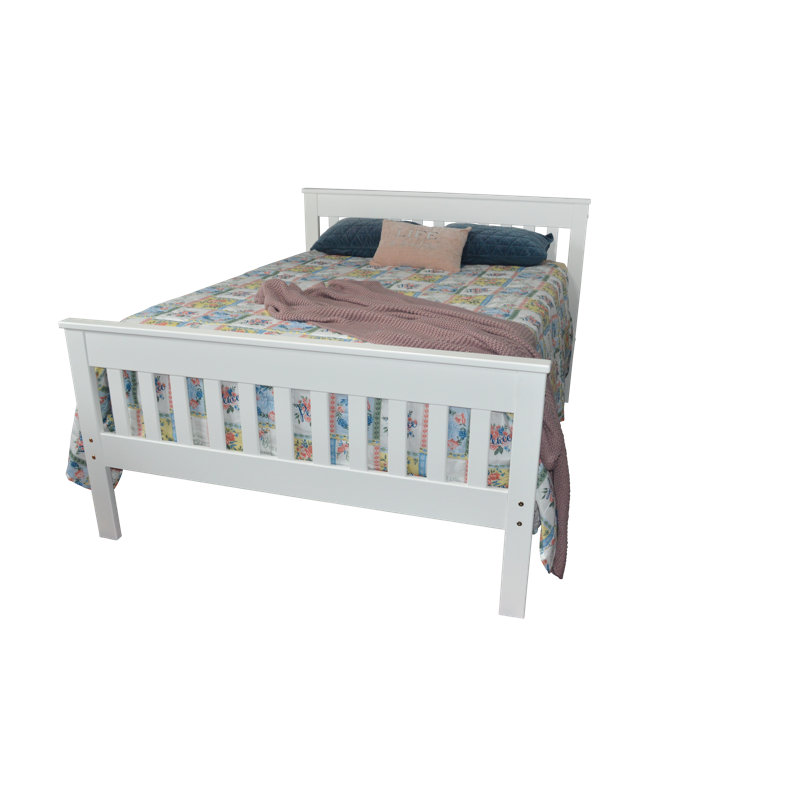 Harmony Home Collection Unfinished Solid Wood Slat Bed, White, Queen