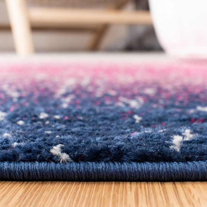 Tapis fuchsia / bleu marine Christa, Rond 6 pi