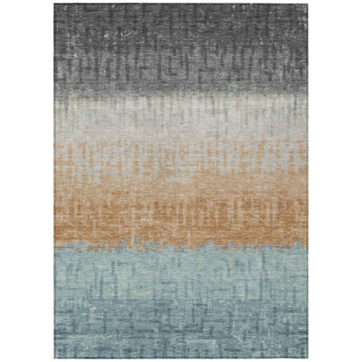 Machine Washable Indoor/Outdoor Chantille ACN2752 Striped Rug