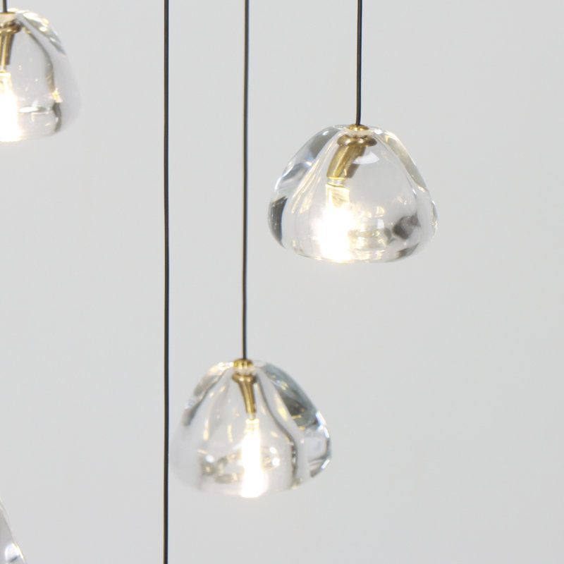 Grand lustre suspendu 16 lumières 118 po Rosenthal, Laiton