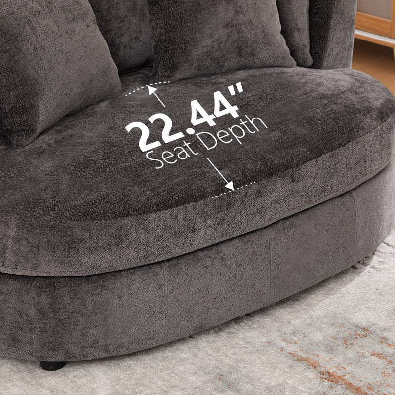 Fauteuil d'appoint rembourré 55,25 po avec 5 coussins latéraux en chenille, Gris anthracite