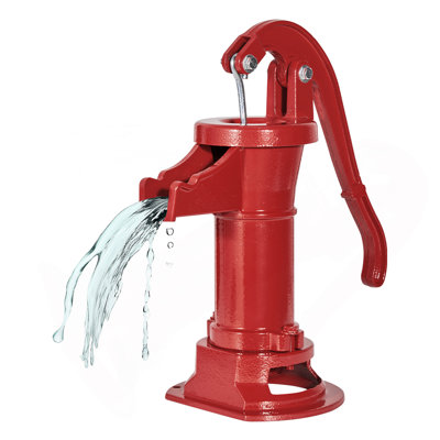 Well Hand Pitcher Pump, 25 Ft Maximum Lift, Antique Cast Iron Manual Hand Water Pump, NPT 1-1/4 In Connection, Easy Installation, Old Fashioned For Outdoor Garden, Pond, Backyard, Farm, Red