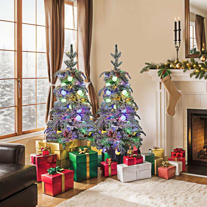 Ensemble de 2 sapins de Noël lumineux
