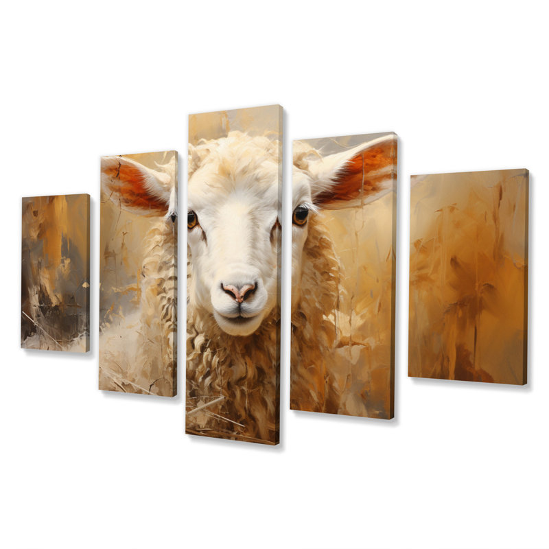 Sheep Texture II - Animals Wall Decor - 5 Panels