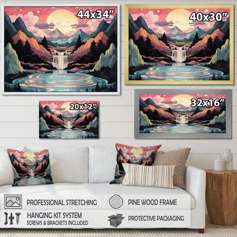 Fiery Mountain Skies II - Imprimé, Encadrement doré, H 16 po x l 32 po x P 1 po