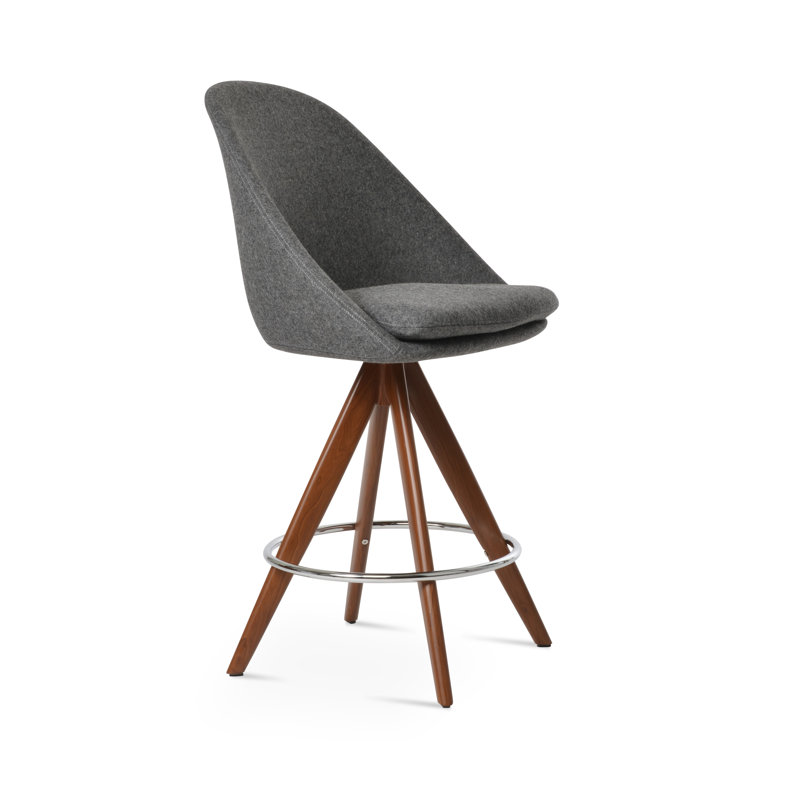 Tabouret pivotant Avanos Pyramid, Tabouret de bar (hauteur du siège 28 po), Gris foncé, Noyer
