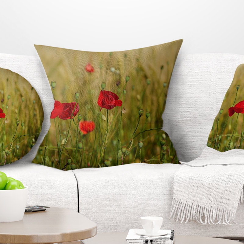 Oreiller de couleur d’arrière-plan fleurie, 16 po x 1 po, Coussin décoratif