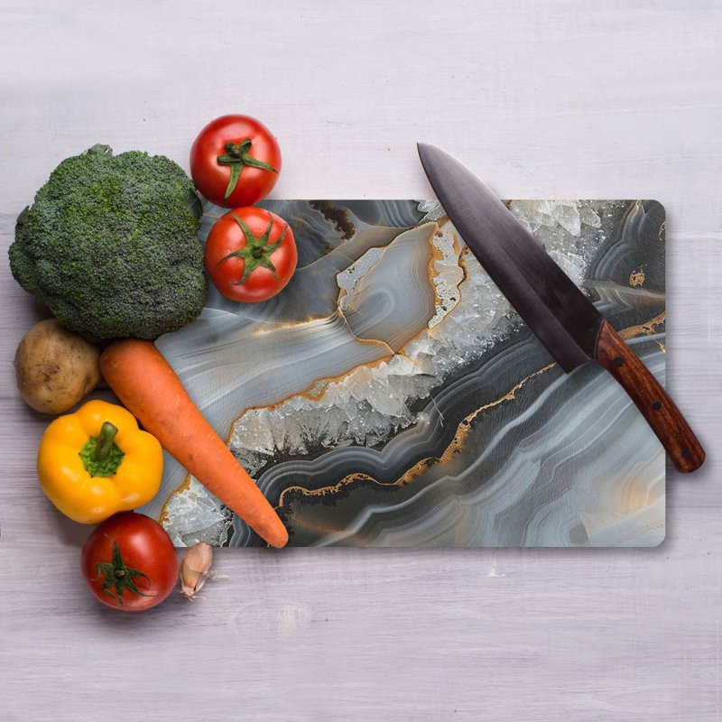 Flourish Premium Tempered Glass Cutting Board, 11.8 x 15.7 inches | Antibacterial, Easy Clean, Non-Slip Silicone Feet | 100% Durable Glass, Thickness: 0.16 inches | Ideal for Kitchen Prep, Safe & Stylish Cooking Solution