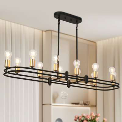 Emryn 12-Light 47.8"W Modern Kitchen Island Oval Square/Rectangular Oversized Chandelier For Dining Room