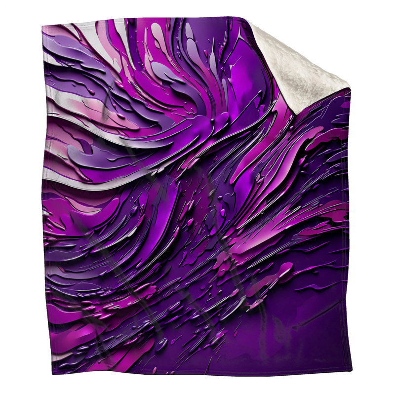 Couvertures mauves à motif abstrait fluide, L 50 po x H 60 po