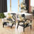 Pastel Abstract With Blue Black & Gold Spots III - Upholstered Modern Pattern Arm Chair, Modern Pattern Accent Chair