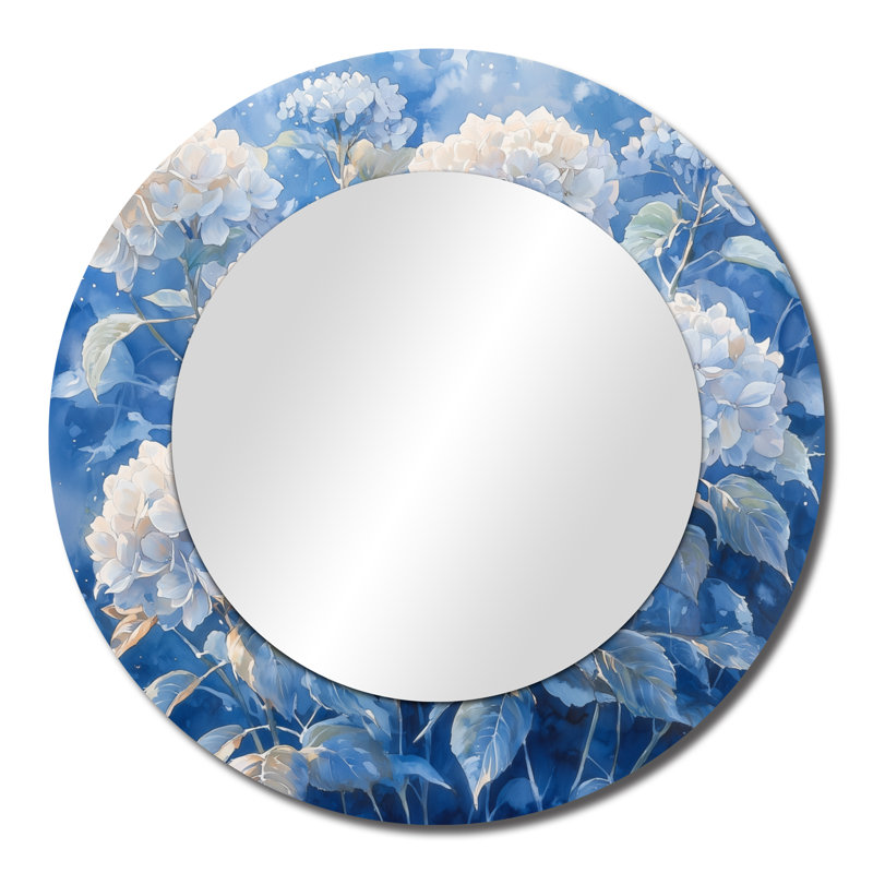 Hortensias dans le jardin d'hiver - Art mural traditionnel en miroir - imprimé sur métal, 23 po x 23 po
