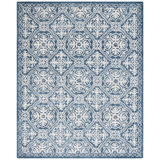 Salerna Micro-Loop Hand Tufted Wool/Cotton Damask Rug in Blue/Ivory