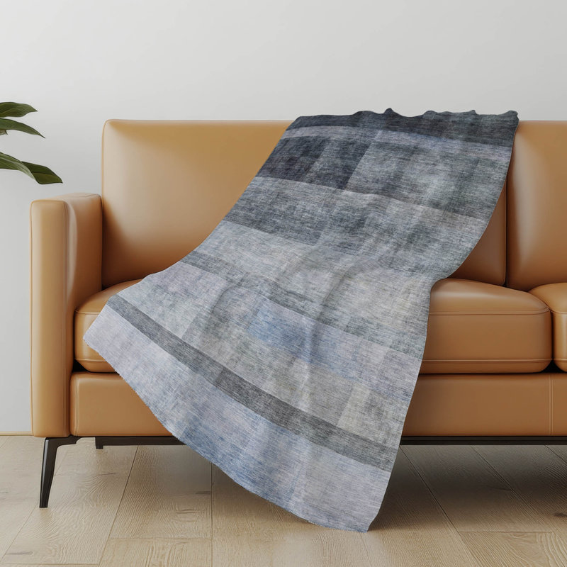 Jeté en sherpa Addison, Bleu marine ombré