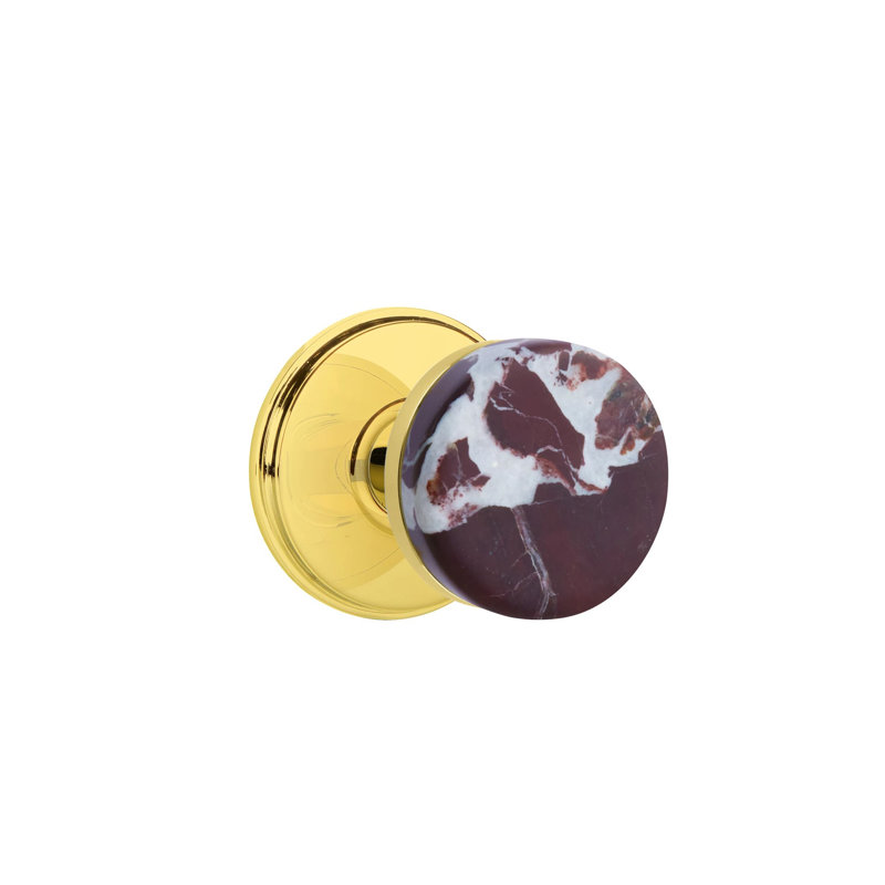 Ensemble de boutons de passage Emtek Select avec rosette Watford et tige conique, bouton en marbre Rosso Levanto
