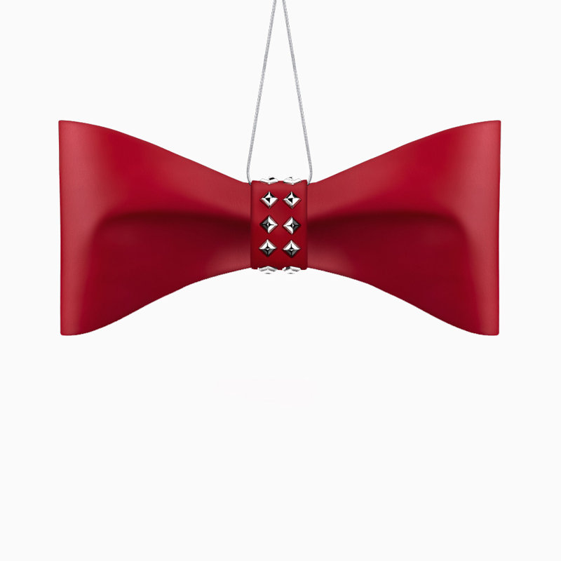 5'' Handmade Leather Bow, Red/White