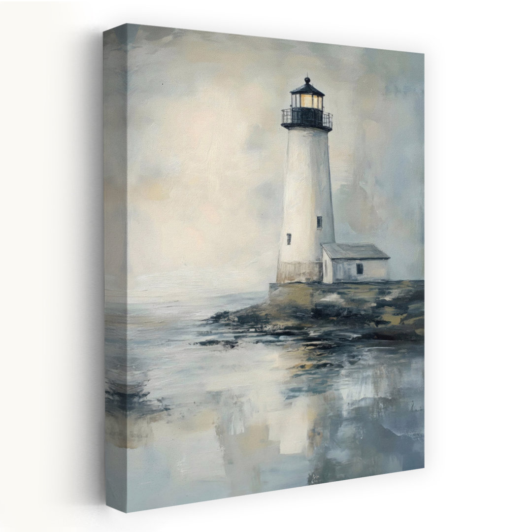 Moody Lighthouse Abstract Contemporary Peaceful Coastal Wall Art Print