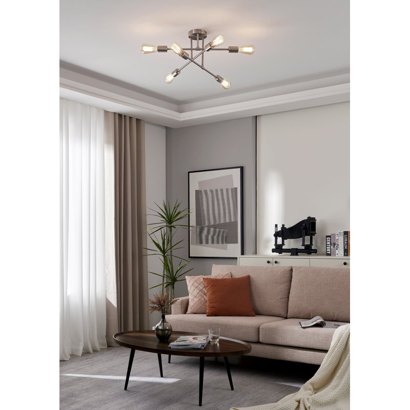 Braylon 6 Light 22.83'' Diamter Flushmount Mount Ceiling Fixture, Brushed Nickel