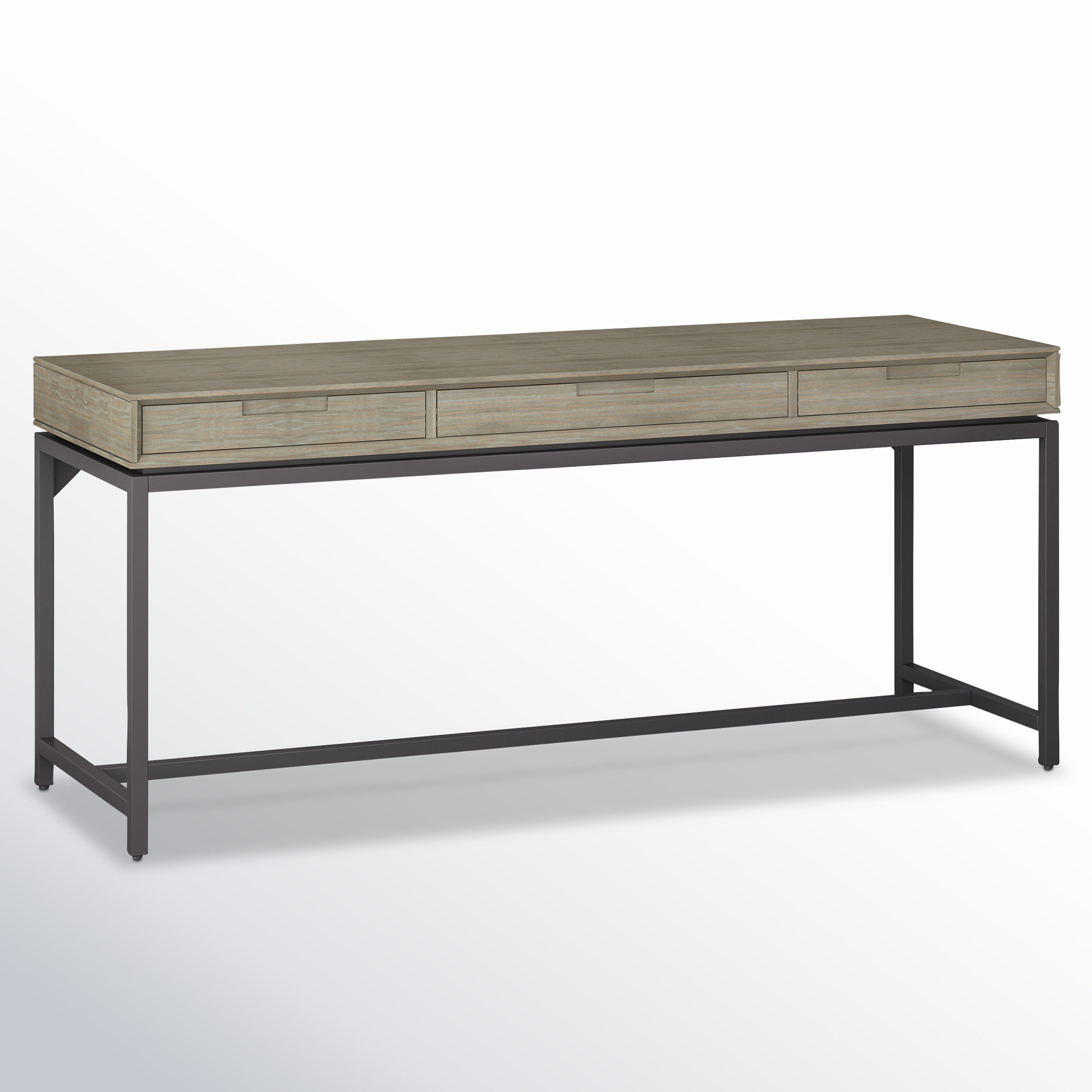 Lars Mid Century Desk, Distressed Grey/Black, 31.50" H x 72" W x 24" D