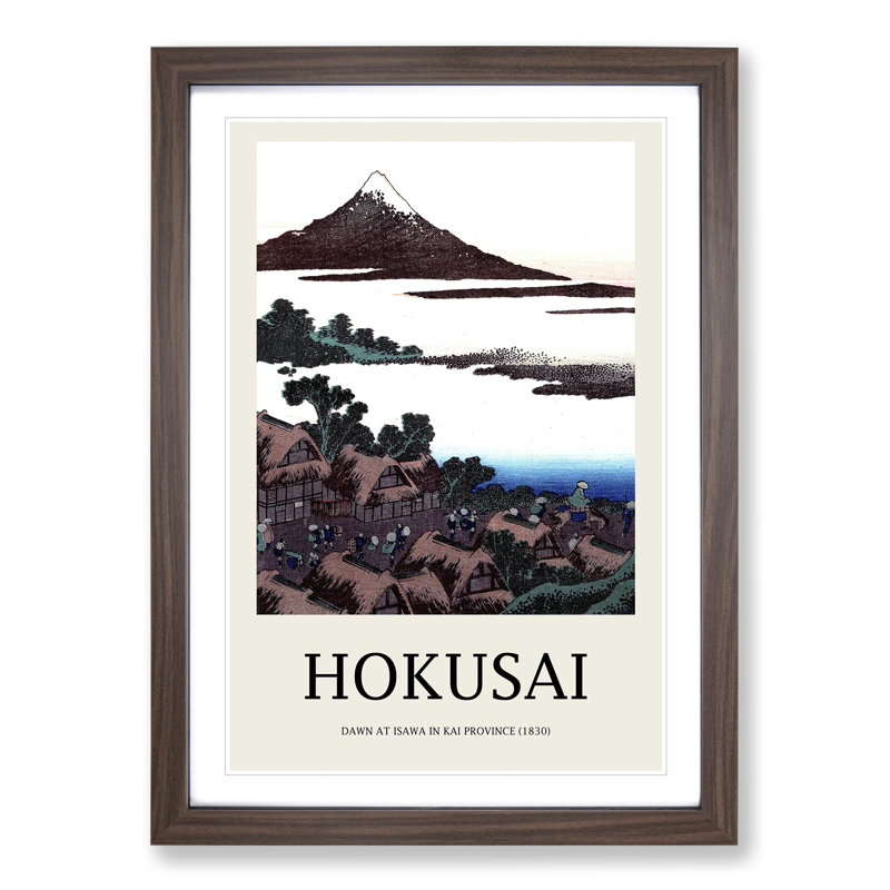 Dawn At Isawa In Kai Province by Katsushika Hokusai - Single Picture Frame Print, Walnut Framed, 48cm H x 36cm W x 2cm D