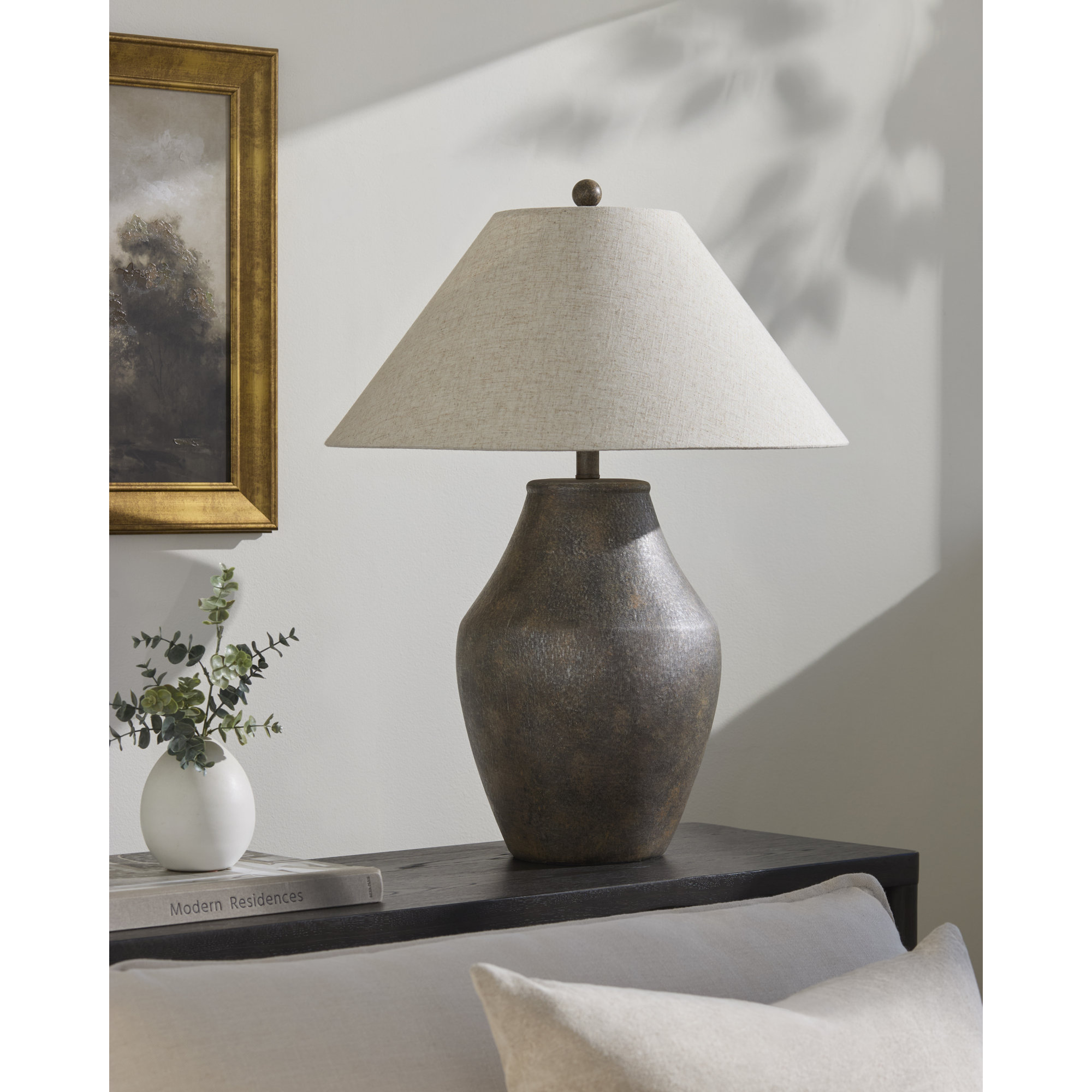 Batavia Ceramic Table Lamp, Wheat, Brown